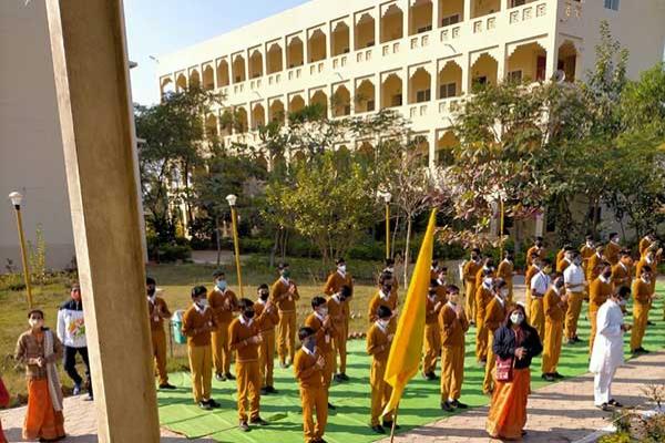 MVM School Bhandara Celebrated 150th birth anniversary of His Divinity Gurudev Brahmaleen Shankaracharya of Jyotirmath Shri Swami Brahmanand Saraswati Ji Maharaj .

